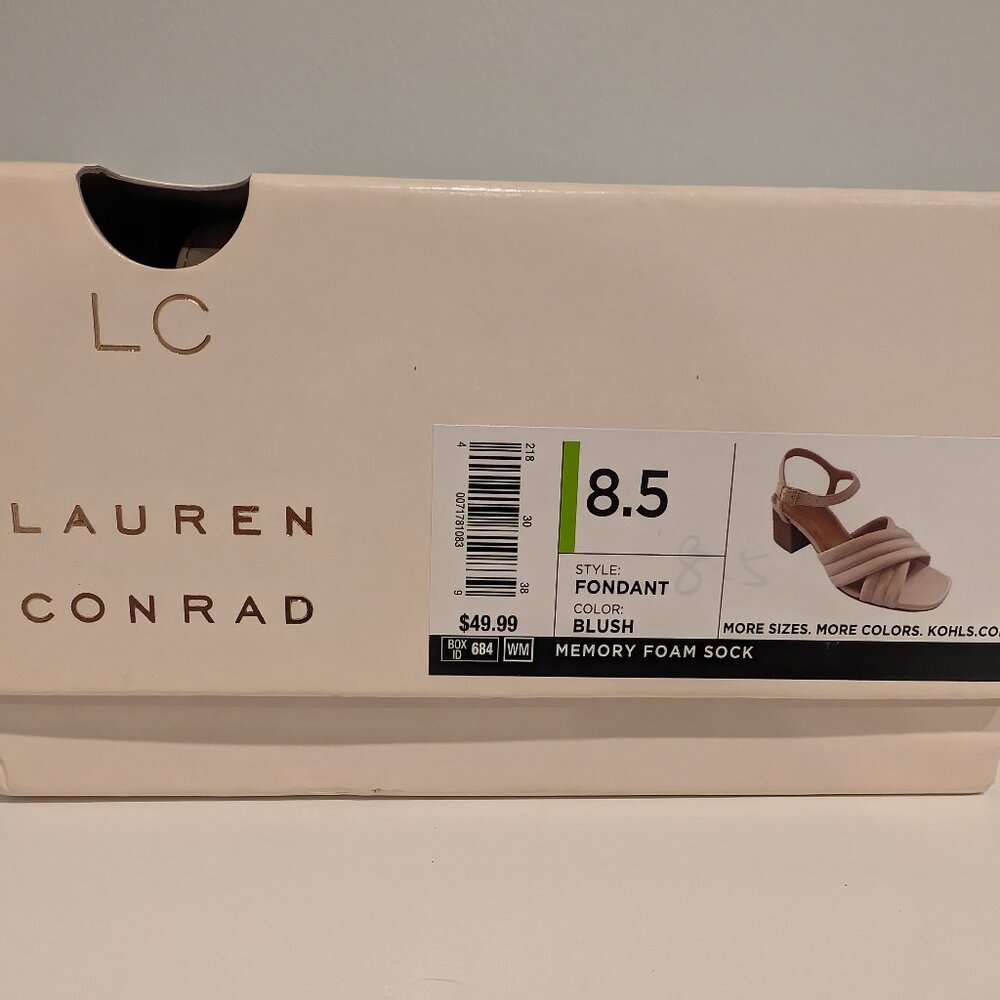 LC Lauren Conrad Fondant Women's Blush Memory Foam Heeled Sandals - Picture 4 of 5